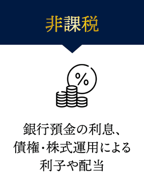 銀行預金の利息、 債権・株式運用された際の利子や 配当までも非課税！